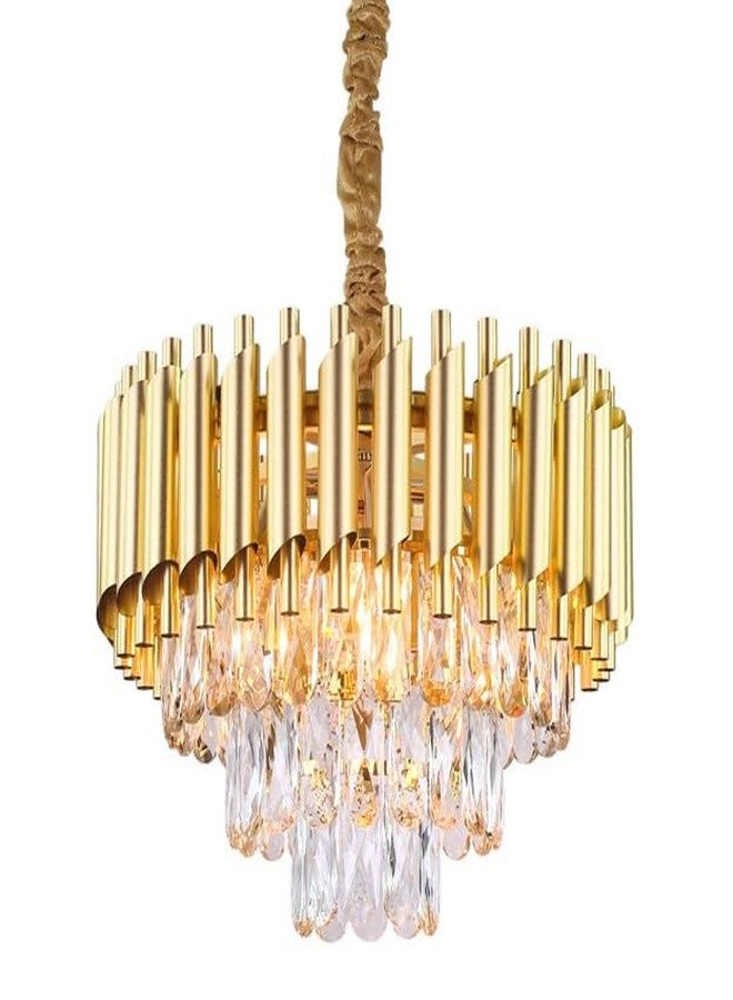 Penzy Modern K9 Crystal Chandeliers Gold 3-Tier Round Crystal Chandelier for Living Room Led Plate Included (Warm White, Moon Light,Natural) Golden Chandelier 400mm LED Compatible - Image 5
